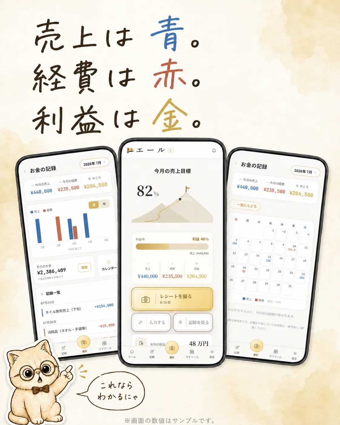 色でわかるスマホ3画面